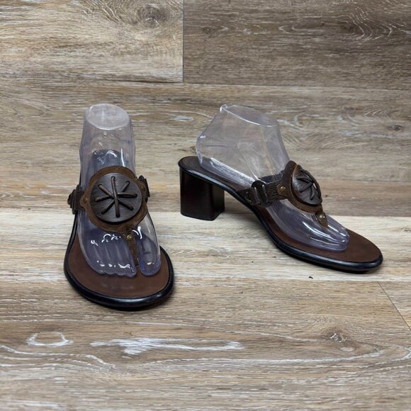 Cole Haan Brown Leather Thong Block Heel Sandals Women's Size 9.5 - Picture 7 of 8